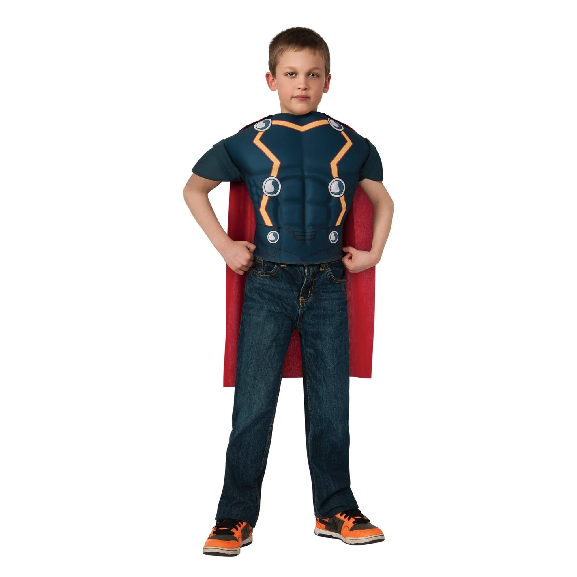 Rubie's Marvel Super Hero Thor Top Halloween Fancy-Dress Costume for Child, with Cape Big Boys One Size